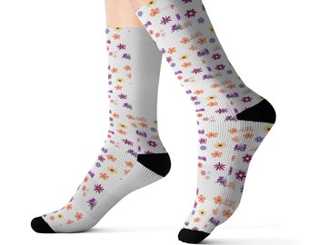 Calzini con stampa floreale a sublimazione: misto poliestere e spandex