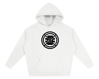Geometric Logo Hoodie, Minimalist Black White Streetwear Pullover
