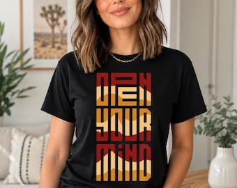 Open Your Mind Tee | Retro Typography, Sunset Gradient