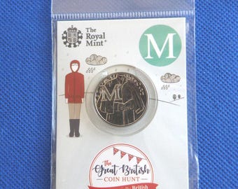 ALPHABET COIN 'M' - Genuine Original Commemorate British Ten Pence Coin - Letter 'M' - Royal Mint Pack - Great Stocking Filler (OS01)