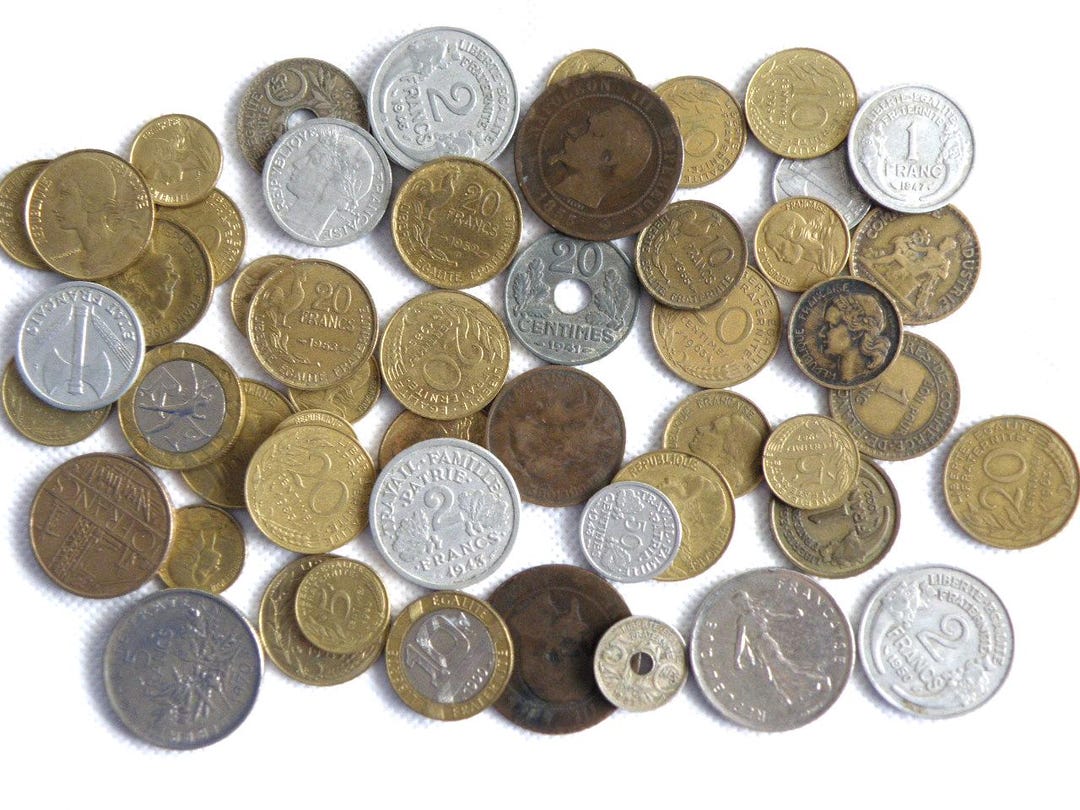 フランス硬貨 52枚 - 5サンチーム～20フラン - 発行年 1855