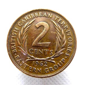 EASTERN BRITISH CARIBBEAN Territories - 1962 Queen Elizabeth I.I. - Two Cents 2c Coin - British Overseas Territory (OS01)