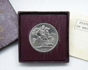 1951 FESTIVAL of BRITAIN CROWN Coin - British Coin. King George V.I. Commemorative Coin. Original Pre-Decimal Coin. (VM01)
