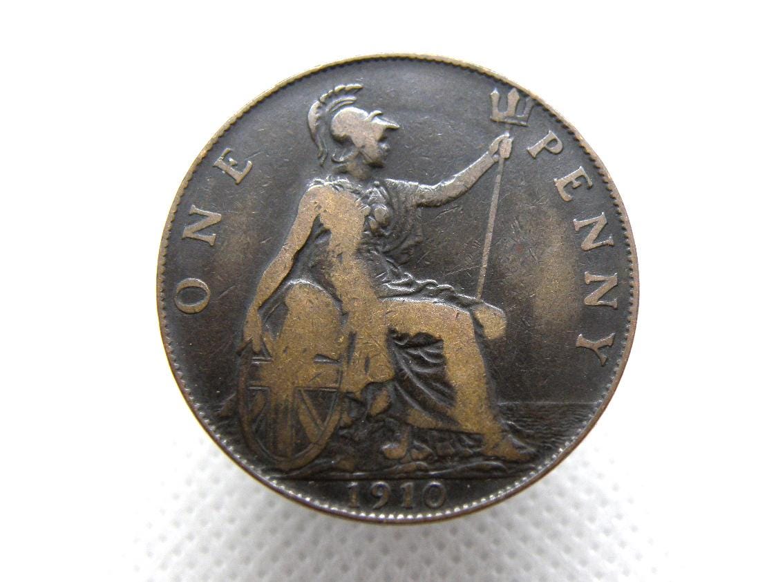 1910 one penny coin - Etsy 日本