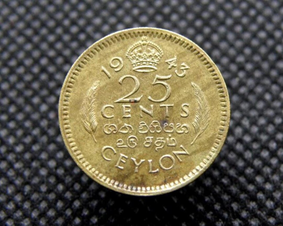 1943年 セイロン / スリランカ - 25セント硬貨 - ジョージ6世硬貨