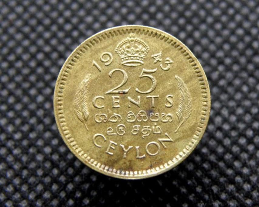 1943年 セイロン / スリランカ - 25セント硬貨 - ジョージ6世硬貨 1943年 セイロン / スリランカ - 25セント硬貨 - ジョージ6世硬貨