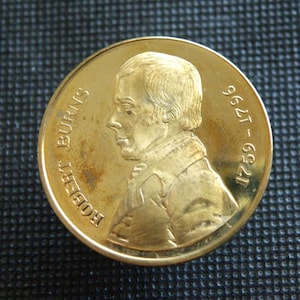 ROBERT RABBIE BURNS - Medalla de bronce chapada en oro de estilo vintage - Poeta y letrista escocés - Medallón de 48 mm (XZ02)