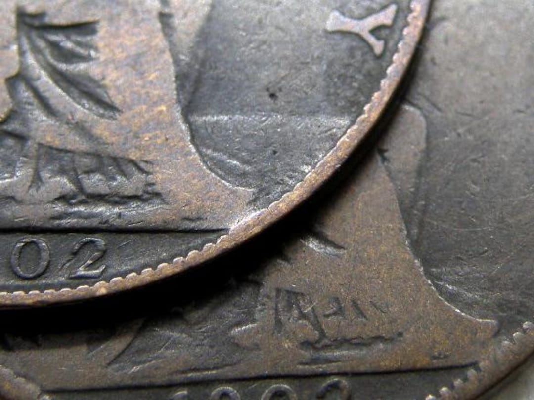 SCARCE 'LOW TIDE' 1902 One Penny Coin - Scarce Coins - King Edward V.I ...