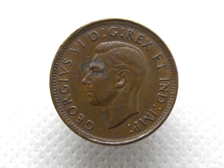 1941 CANADA One Cent COIN - King George VI - Genuine Commonwealth