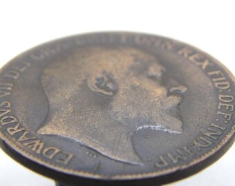 British 1908 PENNY COIN - King Edward VII - Bronze - Large One