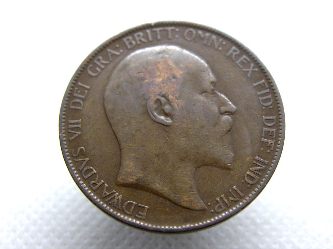 British 1906 PENNY COIN - King Edward VII - Bronze - Large One