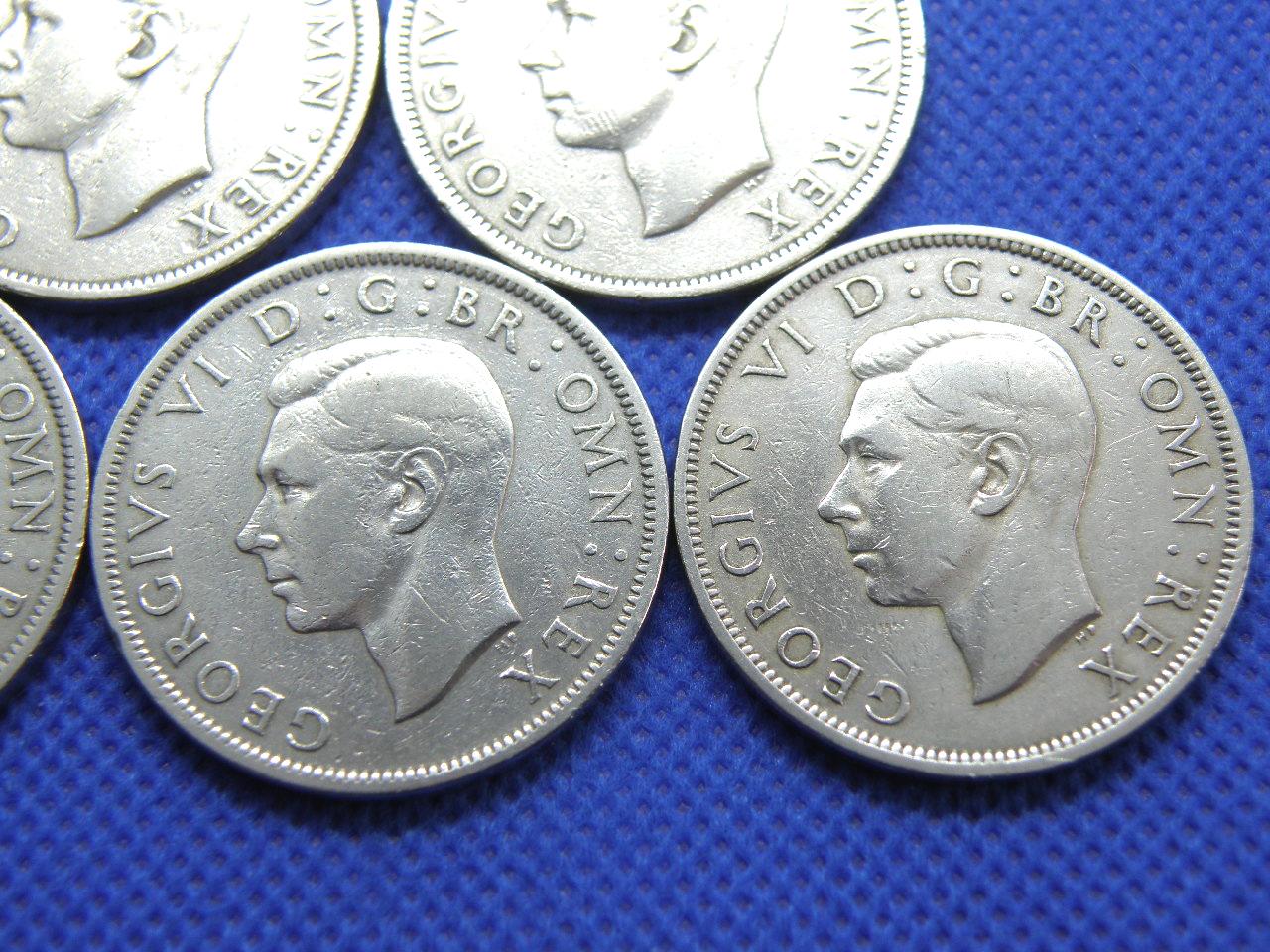 British HALFCROWN COINS - Genuine King George V.I. 2/6 - 1947 1948