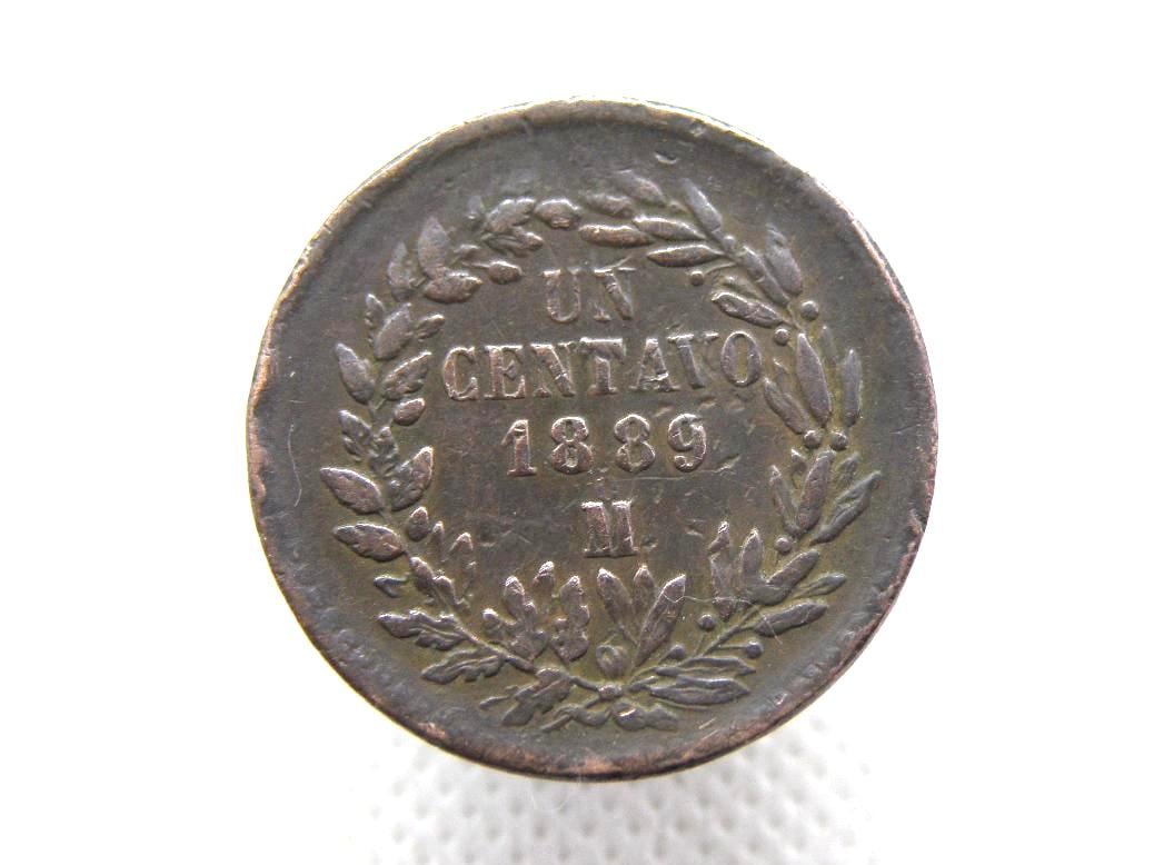 Moneta Centavo messicana del 1889: aquila di rame e disegno di serpente