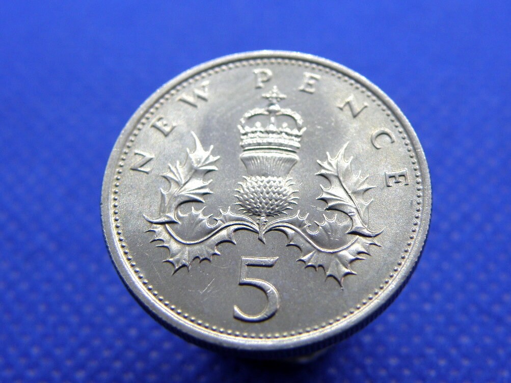 1969年英国5ペンス硬貨：エリザベス2世女王、白銅 - Etsy 日本