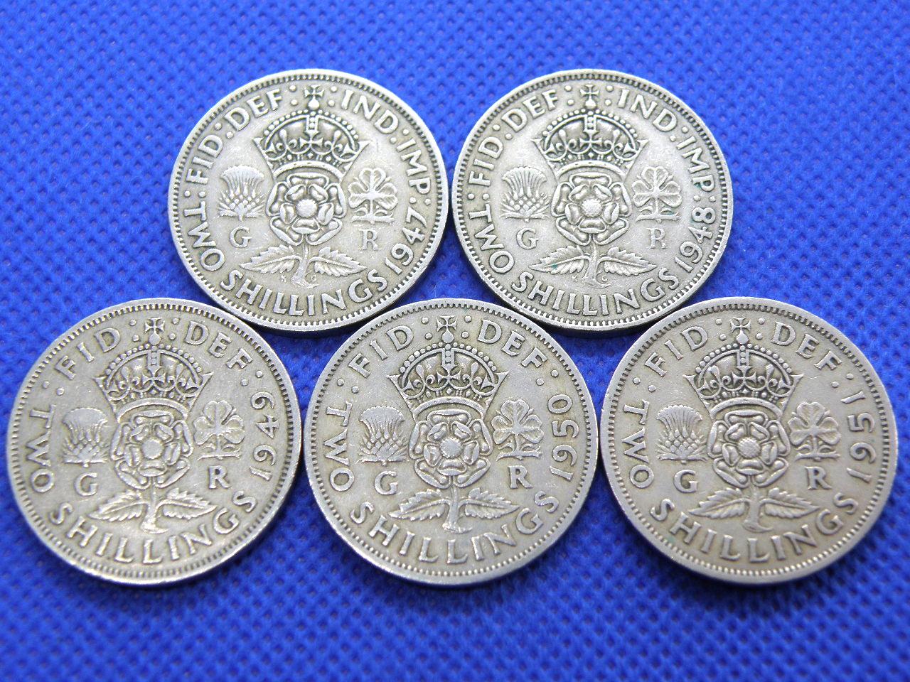 MONETE GRAN BRETAGNA 1 SHILLING INGLESE 1947 1948