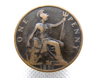 1893 HALFPENNY COIN - Victorian Bronze 1/2 Penny Coin. Queen