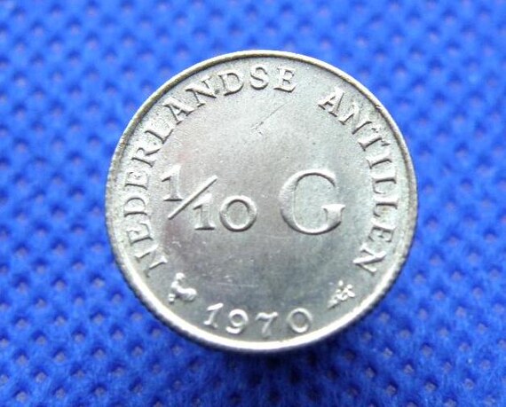 1970 Silver NETHERLANDS ANTILLES COIN - 1/10th Gulden Coin
