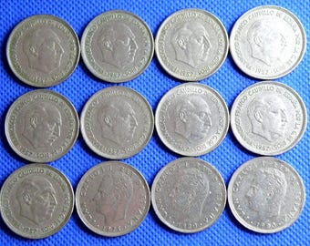 スペインのコイン50枚：スペイン・ペセタ通貨コレクション（1940-2001