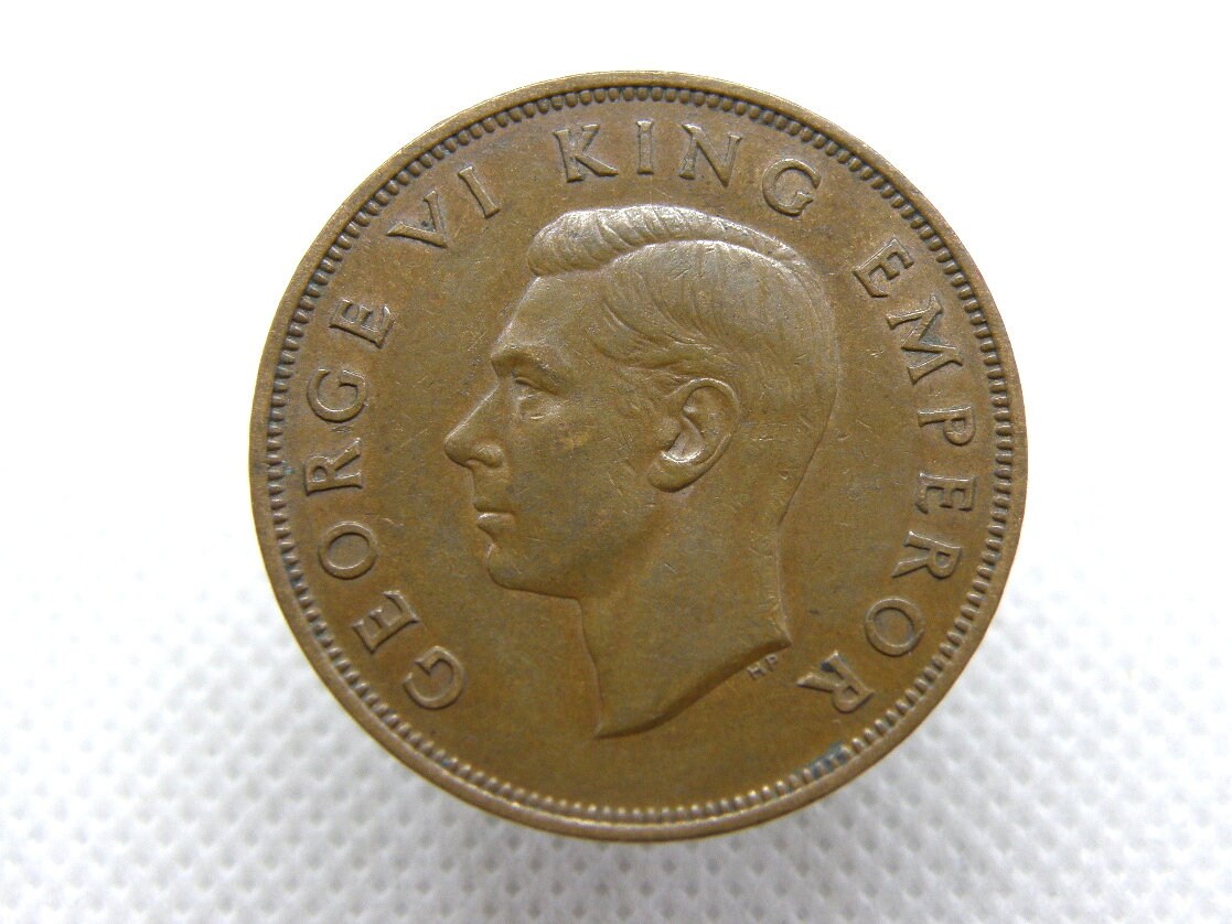 ニュージーランド 1950 年 ペニー コイン - 枝に止まったトゥイ鳥のデザイン - 本物のジョージ 6 世発行ニュージーランド連邦コイン -  ブロンズ コイン (WO14) - Etsy 日本