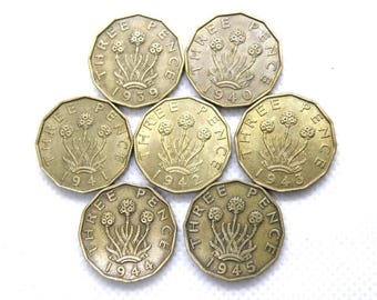 1944 6ペンス ジョージ 第二次世界大戦 英国 銀貨 世界貨幣