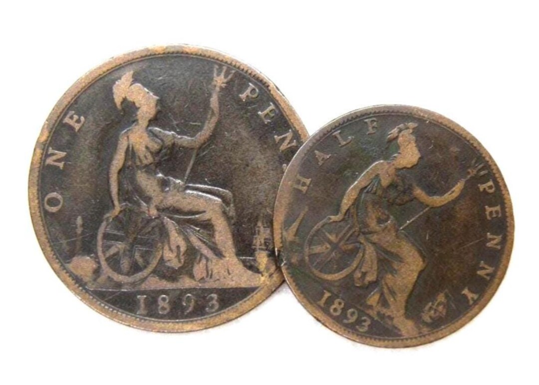 1893年イギリスのペニーとハーフペニー硬貨 - ビクトリア女王