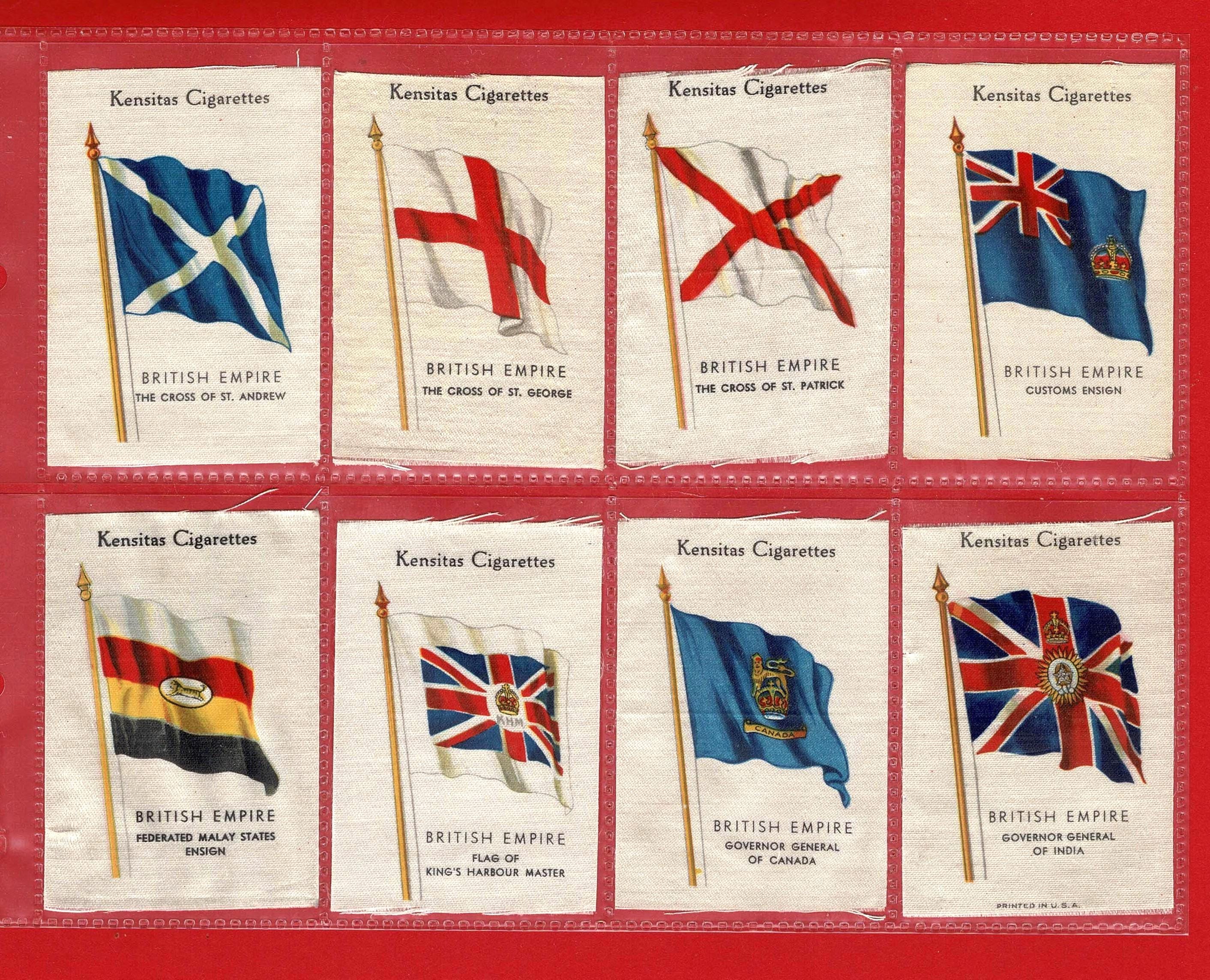 British Empire Silk Flags: 1934 Kensitas Tobacco Cards - Near