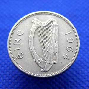 1964 IRELAND / EIRE SHILLING Coin - Bull Butting & Harp Design - Genuine Irish Coin - Original Birthday Anniversary Gift (OS01.2)