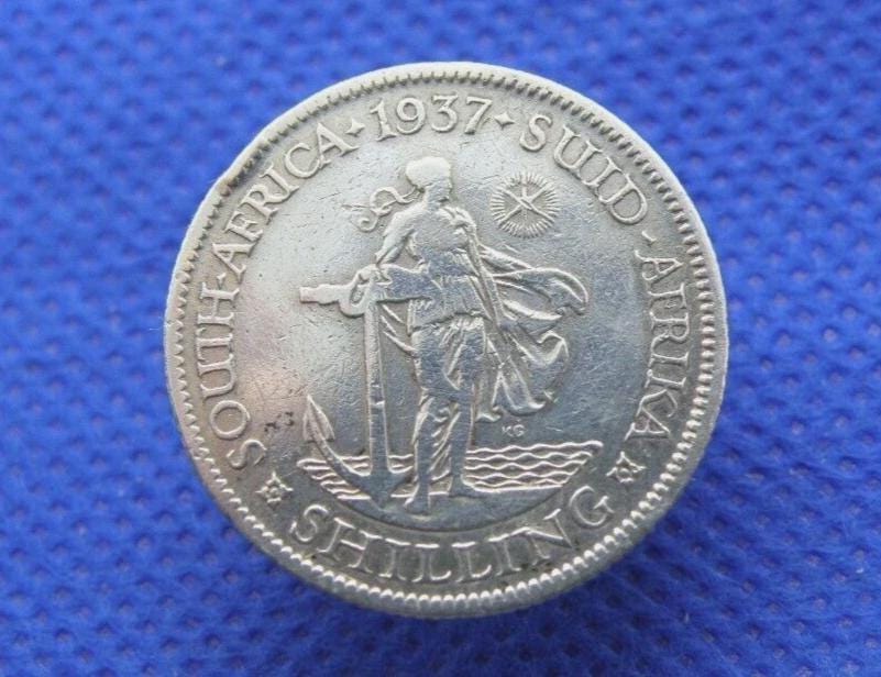 SOUTH AFRICA - 1937 SILVER Coin - One Shilling - King George V.I.