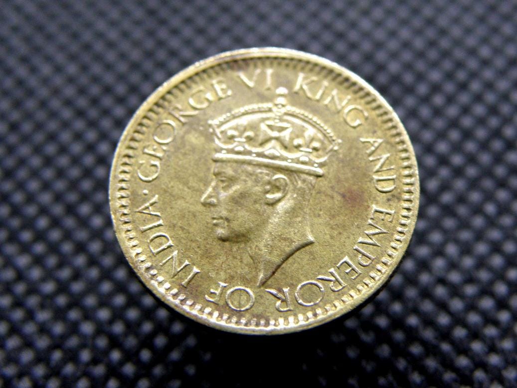 1943年 セイロン / スリランカ - 25セント硬貨 - ジョージ6世硬貨