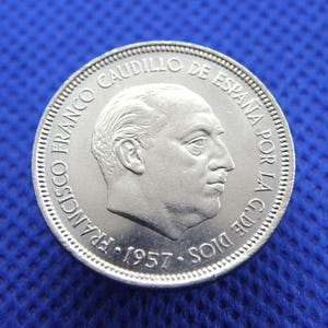 1957 ESPAGNE - PIÈCE DE 5 PESETAS - Epoque Franco Caudillo - Conception Flying Bird - Belle Epreuve Comme Mint Mark 72 (XY09)