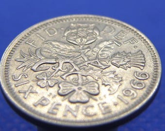 シックスペンス イギリス 1966年 40枚 ラッキー6ペンス 英国 60歳の誕生日 - 1966年 ラッキーシックスペンス硬貨 - 本物の英国