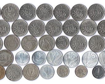 38枚のヨーロッパコイン - ユーロ導入以前の貨幣 - 1950年代から1980