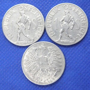 3x AUSTRIA ONE SCHILLING Coin - 1940&#39;s - Good Quality Aluminium Coins - Imperial Eagle Design - Good Detail - Austrian Coins (VI14)