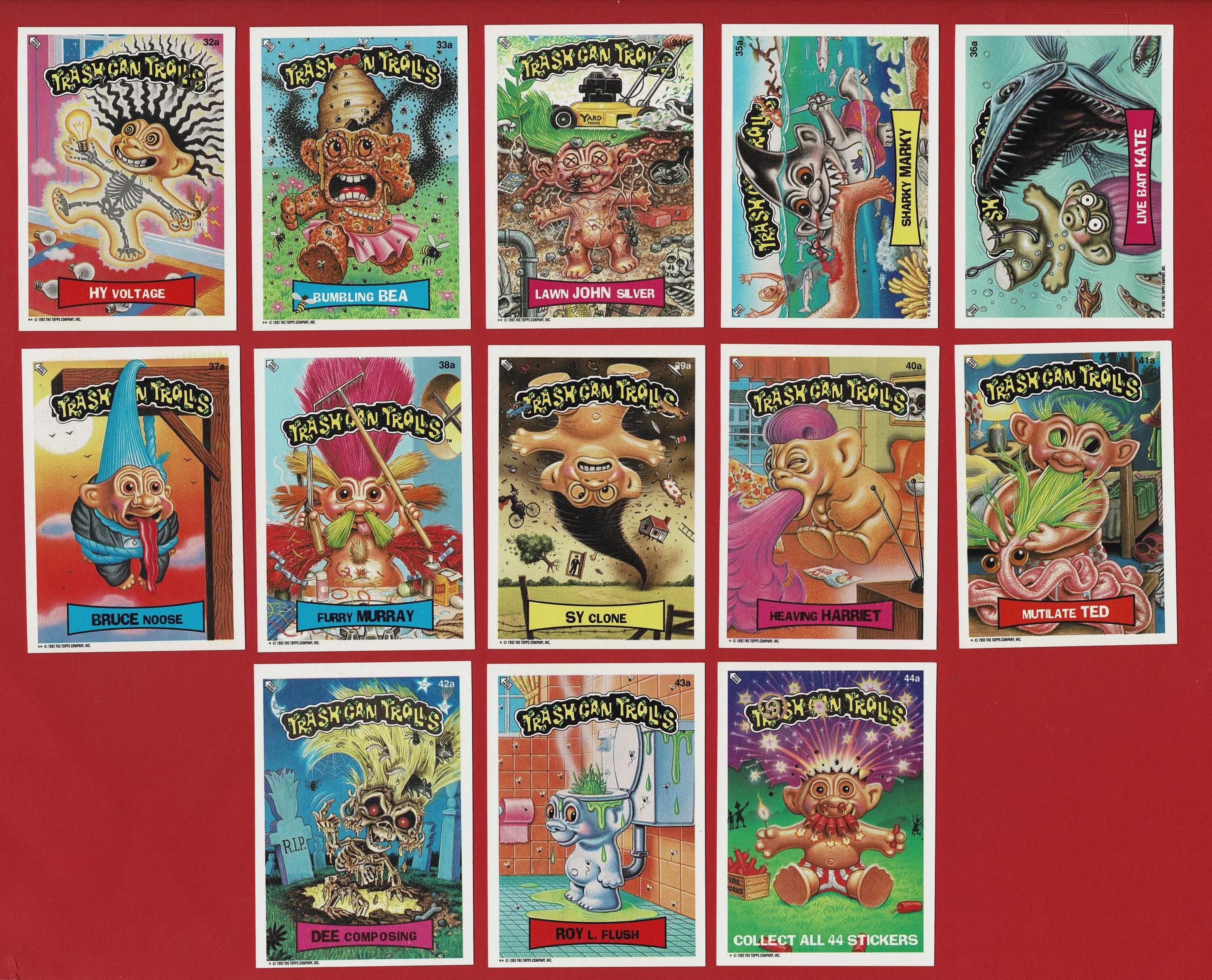 TRASH CAN TROLLS Trading Cards - 0riginal 1992 Topps Fun Cards