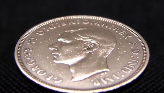1938 BRITISH PENNY COIN - Large Old Bronze 1d Coin - Polished