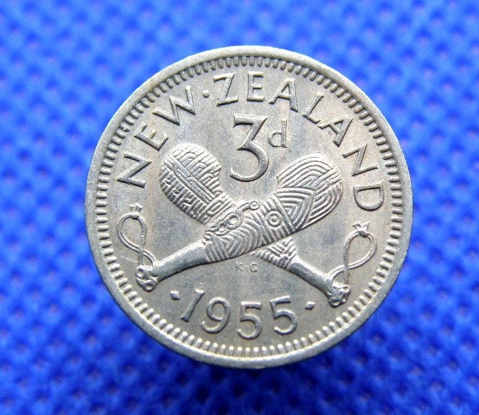 NEW ZEALAND 1955 THREEPENCE 3d Coin - Original 1955 Coin - Queen