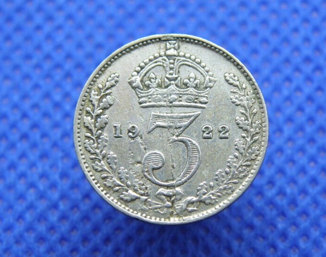 1922 THREEPENCE SILVER COIN British Silver 3d King V Genuine