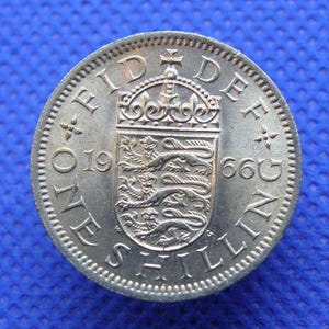 MONETA DA SCILLO per il compleanno del 1966 - Design inglese - Moneta britannica pre-decimale della regina Elisabetta II. Regalo di anniversario per il compleanno. Gioielleria (OS01)