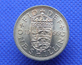 1966年 - 60歳誕生日記念シリング硬貨 - 英国デザイン - エリザベス2世
