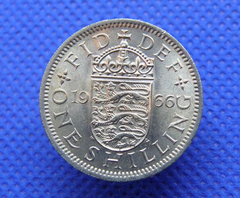1966年 - 60歳誕生日記念シリング硬貨 - 英国デザイン - エリザベス2世