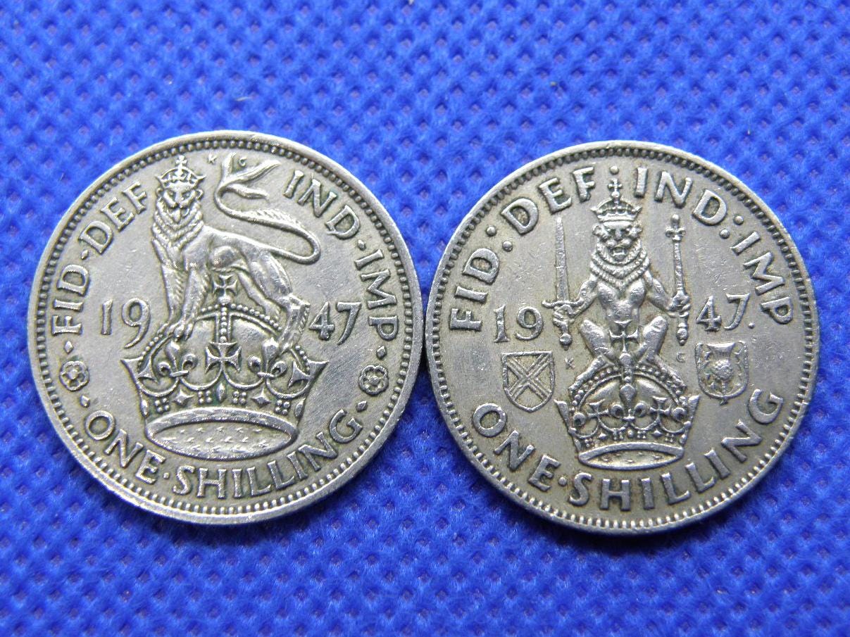 1947年英国シリング硬貨 - イングランドとスコットランドのデザイン