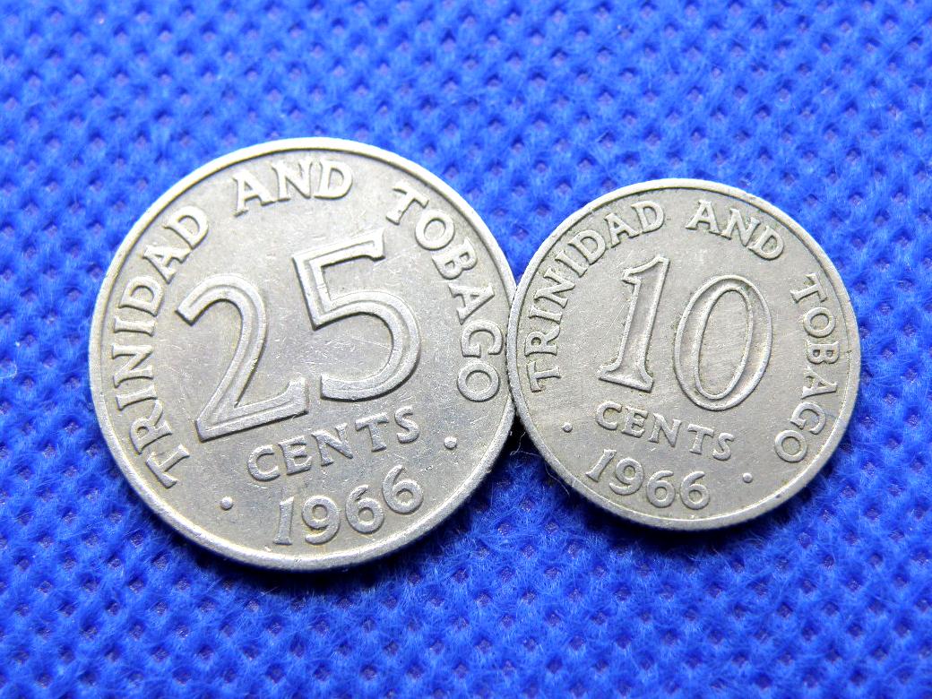 け*ん様 TRINIDAD コット2  TRINIDAD and TOBAGO COINS - 1966 - 10 & 25 Cents - Genuine British