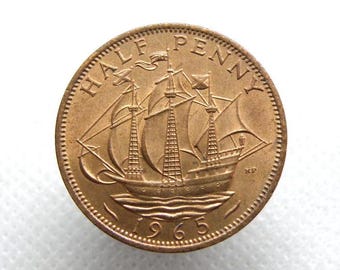 1967年 1ペニー硬貨 イギリス エリザベス2世女王、英国 1セント硬貨