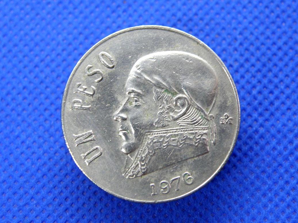 メキシコ 1976年 - 1ペソ硬貨 - 南米コイン - 詳細な肖像画 / ハゲタカ