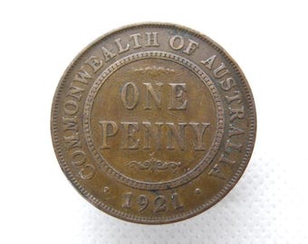 オーストラリア - 1921年 1ペニー硬貨 - ジョージ5世 - 英国連邦の正真正銘の硬貨 - オーストラリアの1ペニー硬貨 - 良品 (QO01)