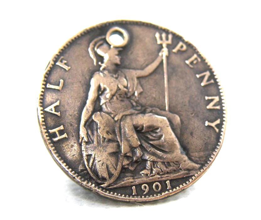 Half penny 1901 年製 1901 HALFPENNY COIN - Victorian Bronze 1/2 Penny Coin - Queen