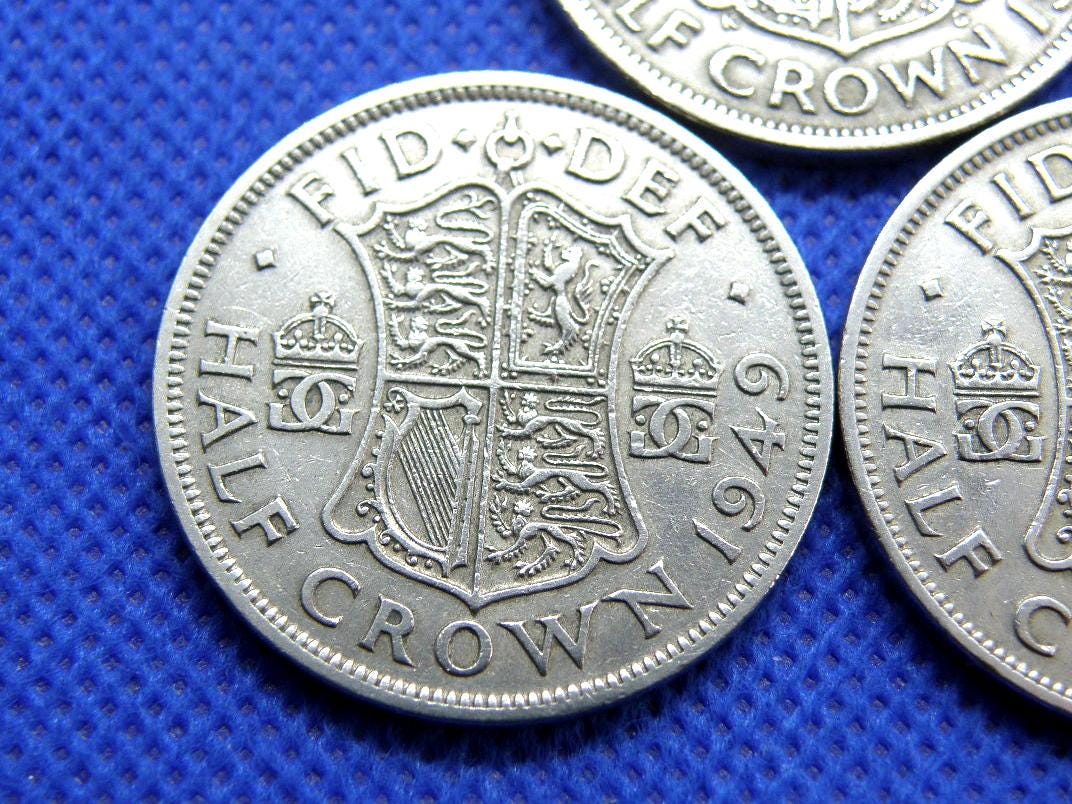 ★ご注文品★英1/2クラウン貨1947-51年KG6版 流通品x50枚 British HALFCROWN COINS - Genuine King George V.I. 2/6 - 1947 1948