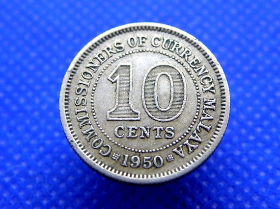 1950年マラヤコイン - 10セント - 英国国王ジョージ6世発行 - 本物の