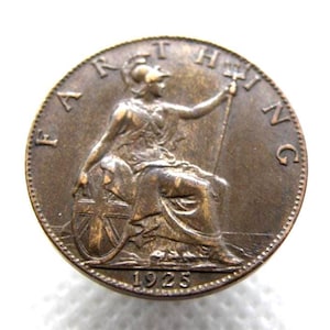 100 ans !! PIÈCE DE 1925 FERMES - Pièce de 1/4 de penny britannique originale - Roi George V - Pièce de qualité en bronze véritable - Cadeau (OS01.3)