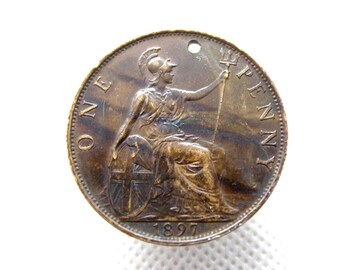 ひときっき Crown フェルン② 1901 HALFPENNY COIN - Victorian Bronze 1/2 Penny Coin - Queen